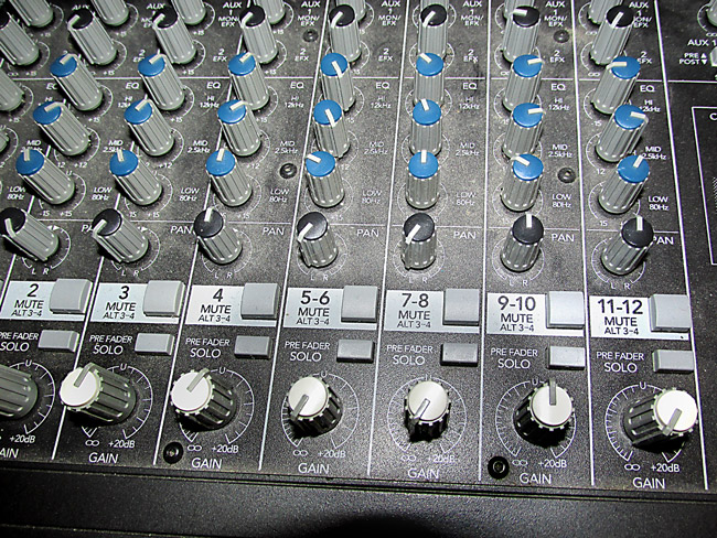 Recording Hammond Organ-closeup of a mixer
