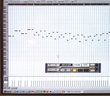 Typical MIDI music display on computer screen.
